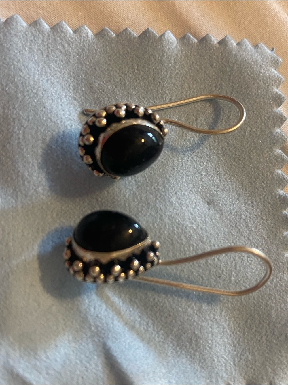 Source Unknown Sterling Silver & Black Onyx Beaded Drop Earrings. Almost new!